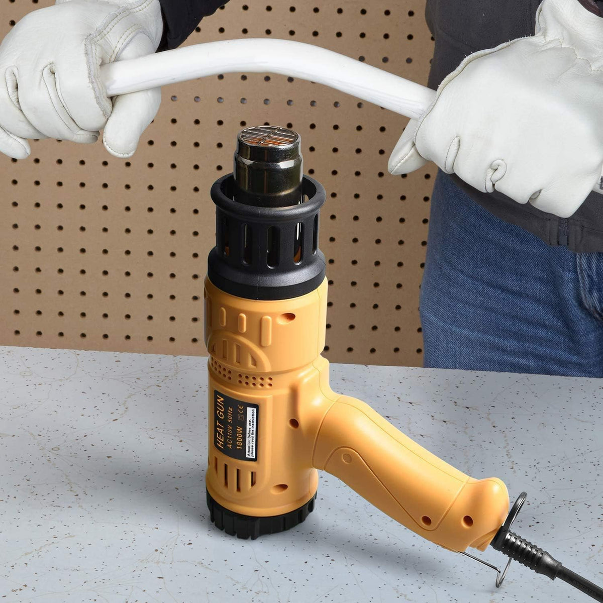 SEEKONE Heat Gun 1800W 122℉-1202℉(50℃- 650℃)Fast Heating Heavy Duty Hot Air Gun Kit Variable Temperature Control Overheat Protection with 4 Nozzles