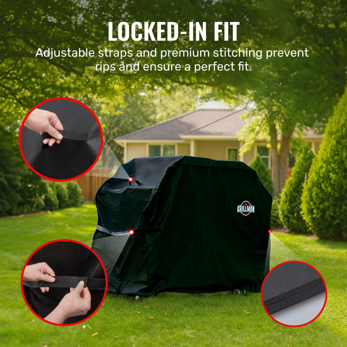 Grillman Grill Cover, BBQ Outdoor Grill Covers, Charcoal, Gas Grills, Waterproof, Rip-Proof, Weather-Resistant, Anti-UV, Barbecue Cover for Weber