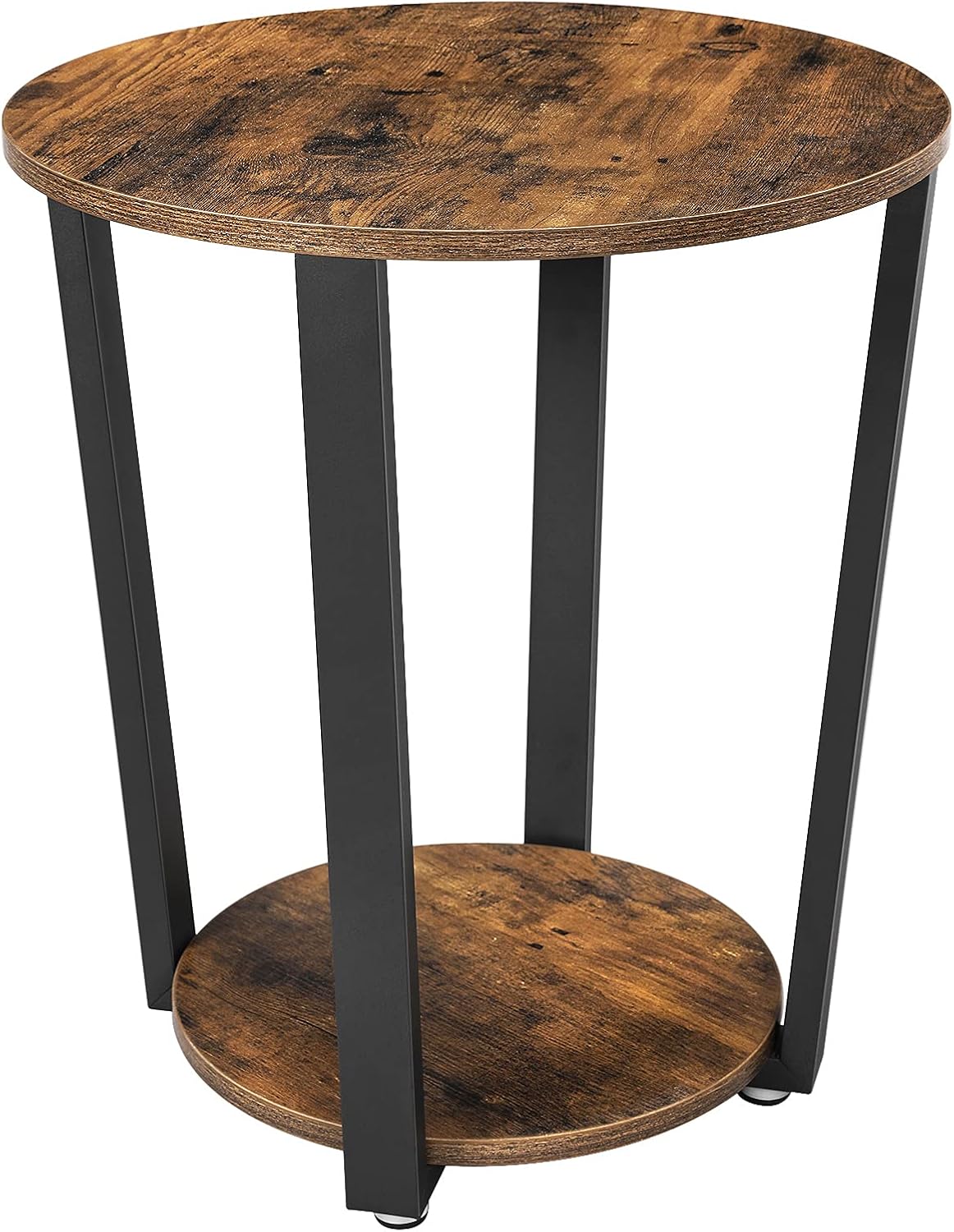 VASAGLE Round Side End Table, 2-Tier Accent Bedside Table with Storage Shelf, Easy Assembly, Nightstand for Small Spaces, Living Room, Bedroom