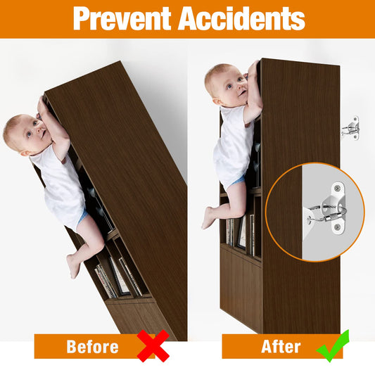 Furniture Anchors (10 Packs) Anti Tip Furniture Anchors for Baby Proofing, Furniture Wall Anchor Earthquake Straps for Furniture Dresser Wall Safety