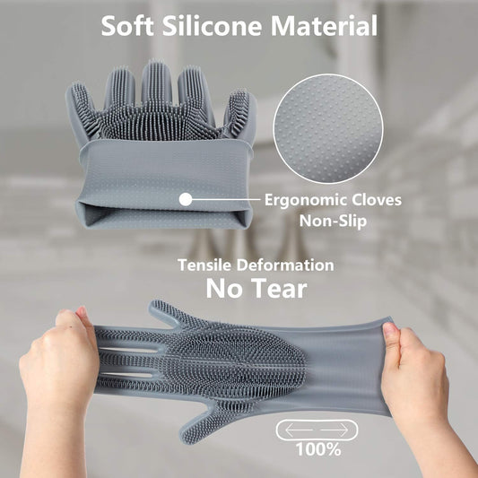 Pet Grooming Gloves - Gentle Dog Bathing Shampoo Brush - Massage Mitt with Enhanced Five Finger Design - Efficient Deshedding Glove for Dogs, Cats