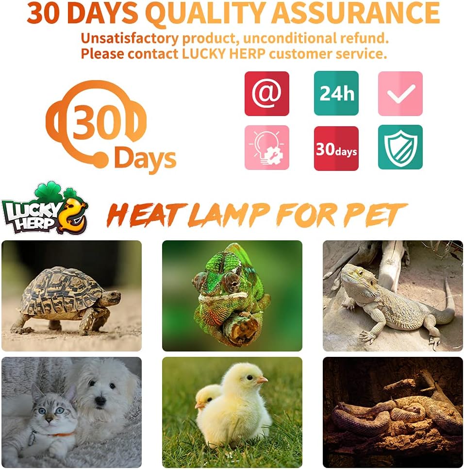 LUCKY HERP 150W Ceramic Heat Emitter, Reptile Heat Bulbs, Ceramic Heat Lamp for Reptiles, Amphibian, Chicken, Dog, Cat (2-Pack)
