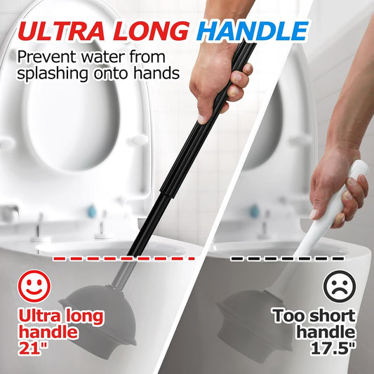 2 in 1 Toilet Plunger and Brush Set,Extended Handle Plunger,Toilet Bowl Brush Plunger Set, Bathroom Cleaning Tools ,Toilet Brush Plunger