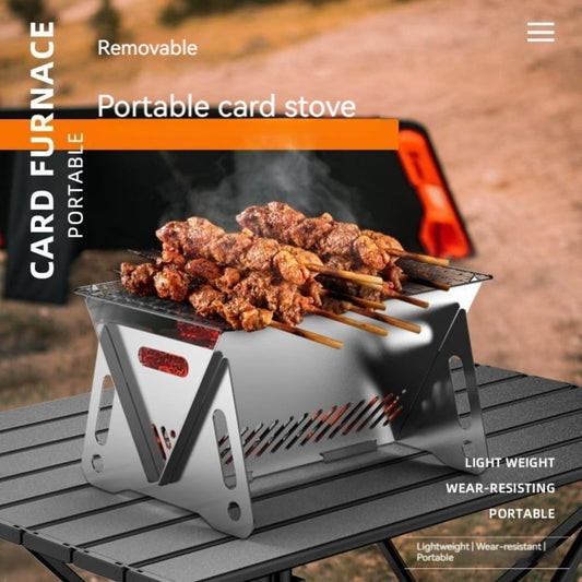 WINB Portable Folding BBQ Grill for 1-2 People - Mini Charcoal Grill for Camping, Compact Stainless Steel Fire Pit with Carry Bag, Outdoor Grill