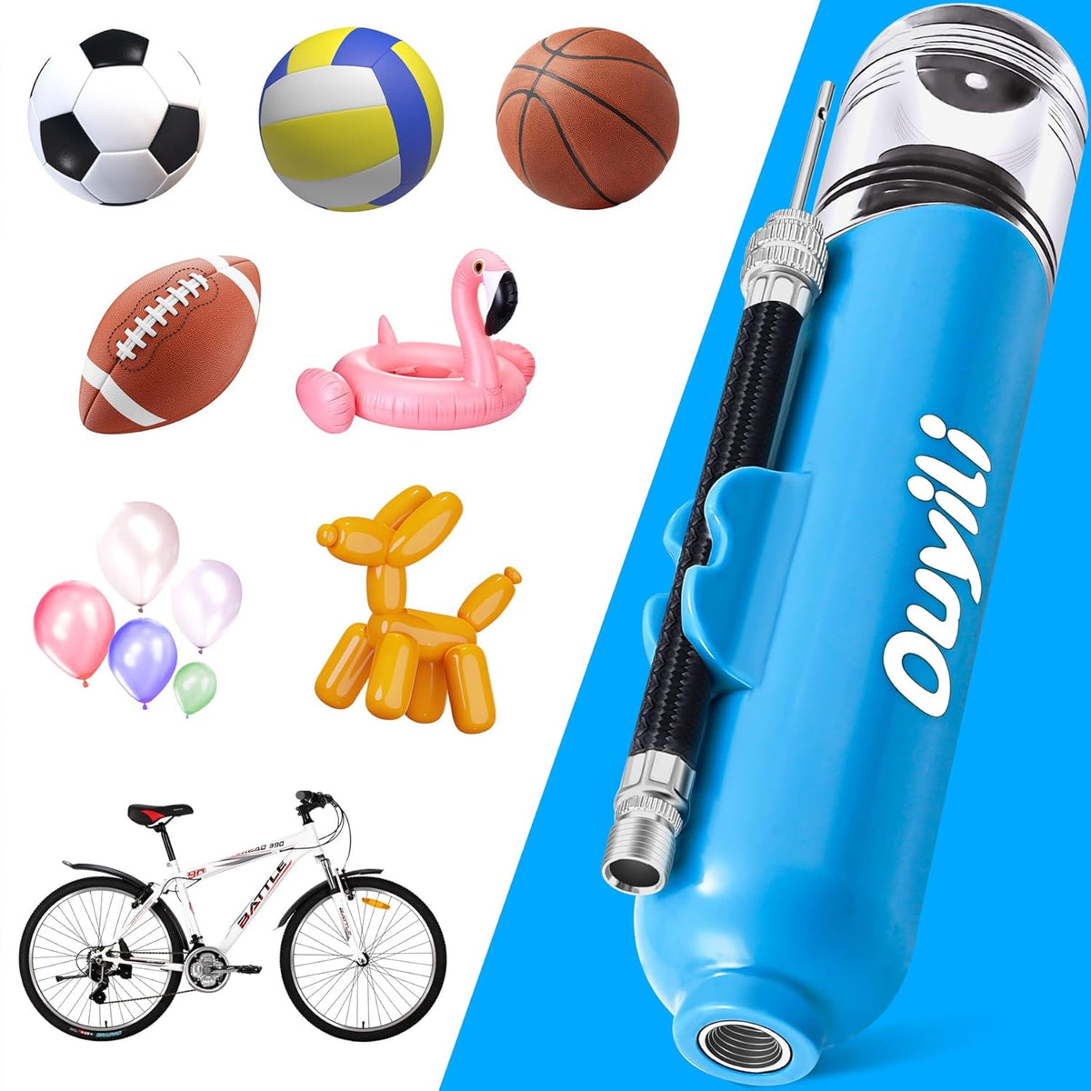 Sports Ball Pump Kit - Portable Air Pump Two-Way Dual Action Inflatable Perfect for Basketballs, Soccer Balls and More - Professional Hand Pump Kit