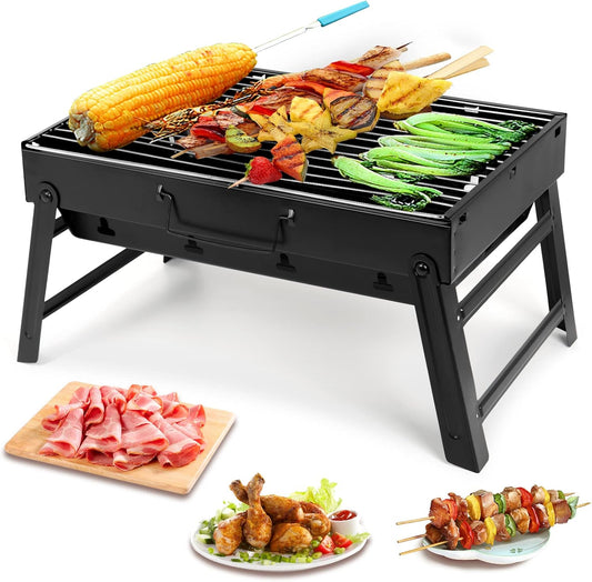 Barbecue Grill, Charcoal Grill Folding Portable Lightweight Barbecue Grill Tools for Outdoor Grilling Cooking Camping Hiking Picnics Tailgating