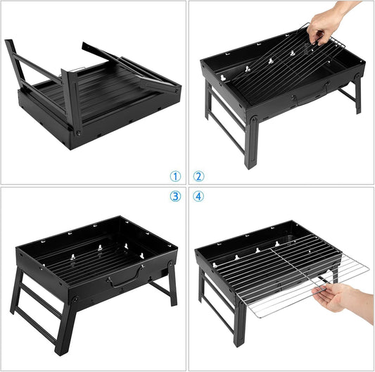 Uten Charcoal Grill, BBQ Grill Folding Portable Lightweight smoker Grill, Barbecue Grill Small desk Tabletop Outdoor Grill for Camping Picnics Garden