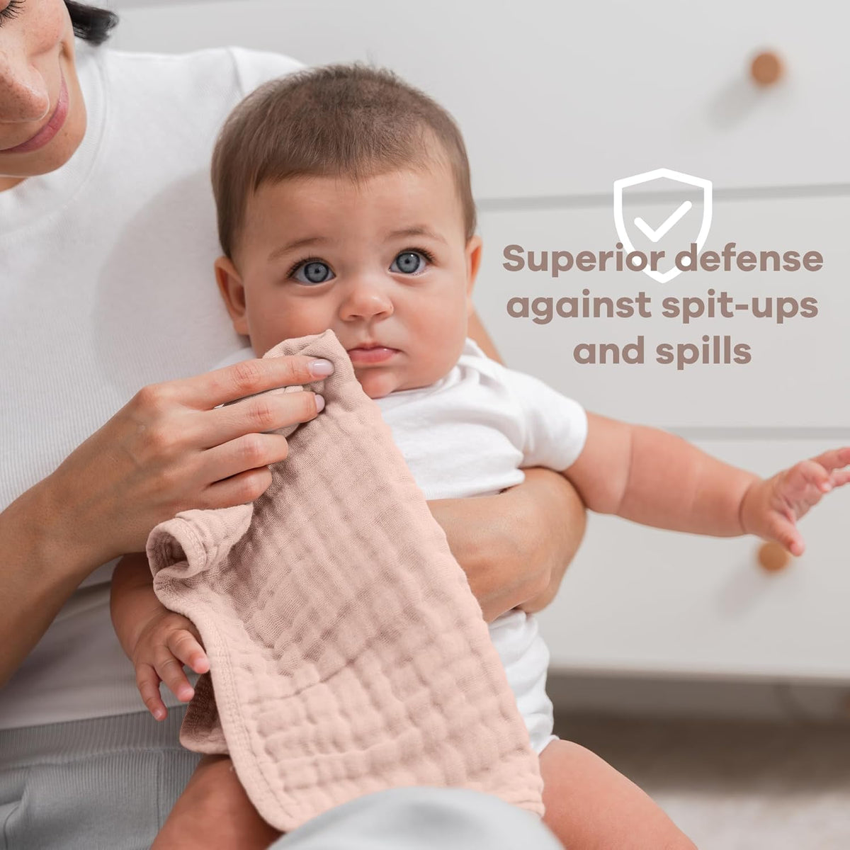 Comfy Cubs Muslin Burp Cloths 20" x 10", Pack of 10 - Large, 6-Layer, Ultra Absorbent 100% Cotton for Baby Drool and Messes - Soft, Safe & Gentle