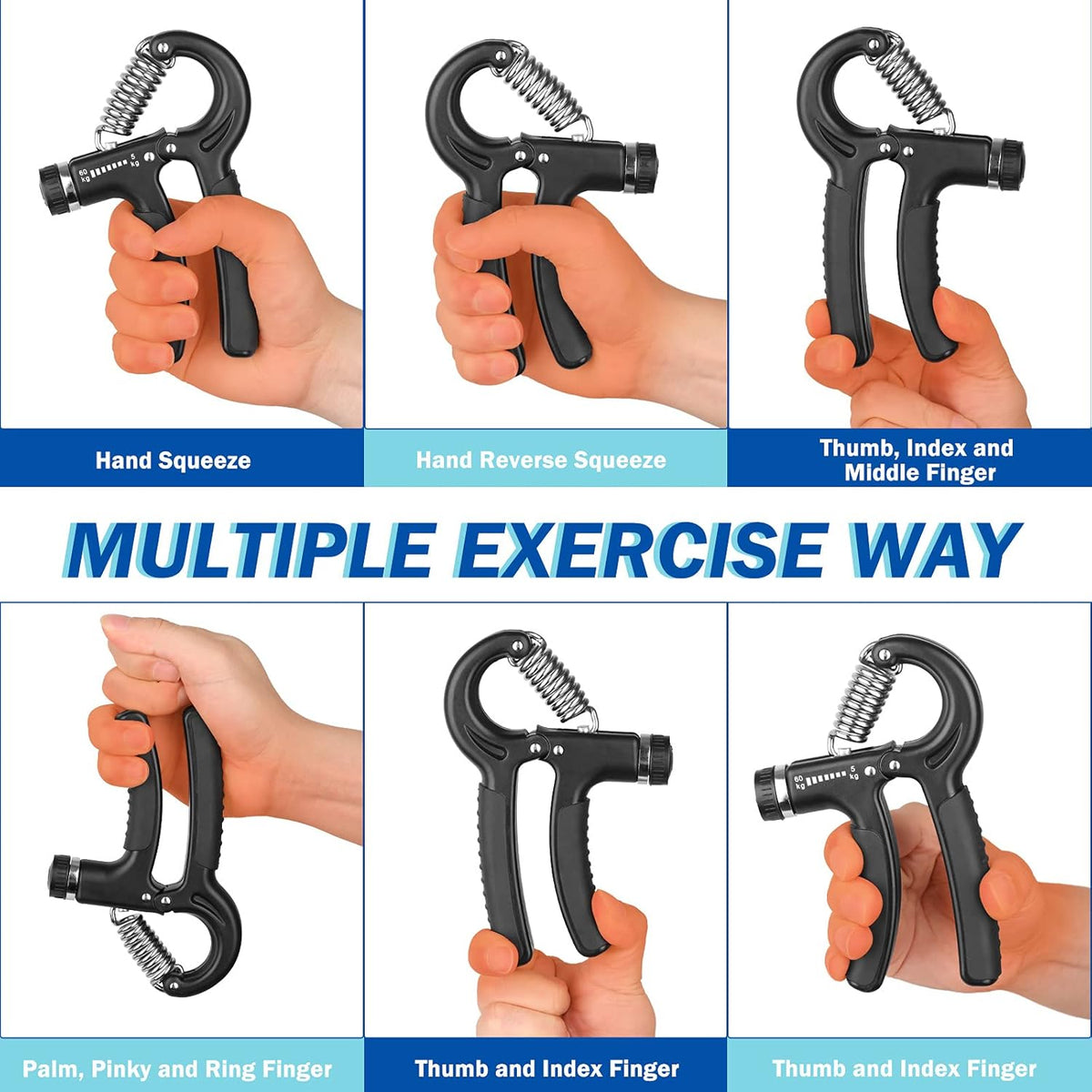 AIXPI Grip Strength Trainer, Hand Grip Exerciser Strengthener with Adjustable Resistance 11-132 Lbs (5-60kg), Forearm Strengthener, Hand Exerciser