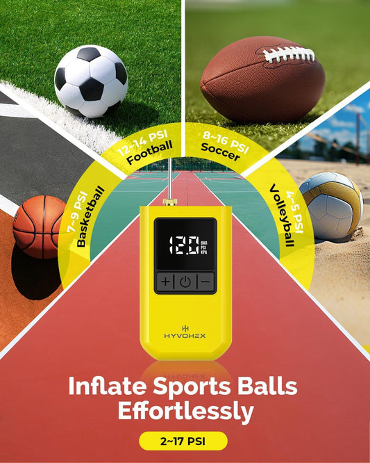 Ball Pump for Sports Balls, Portable Electric Basketball Pump Ultra Fast Inflation, with Digital LED Display Air Pump for Balls, Preset Pressure with