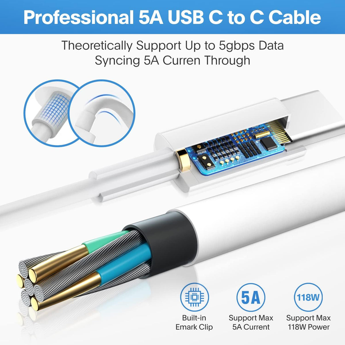 Mac Book Pro Charger - 118W USB C Charger Fast Charger Compatible with MacBook pro/Air, M1 M2 M3 M4 M5, ipad Pro, Samsung Galaxy and More, Include