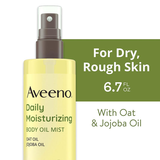 Aveeno Daily Moisturizing Dry Body Oil Mist with Oat and Jojoba Oil for Dry, Rough Sensitive Skin, Nourishing & Hypoallergenic Body Spray, Paraben