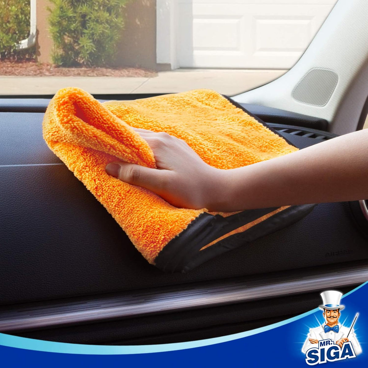 MR.SIGA Professional Premium Microfiber Towels for Cars, Dual-Sided Car Washing and Detailing Towels, Gold, 15.7 x 23.6 inch, 6 Pack