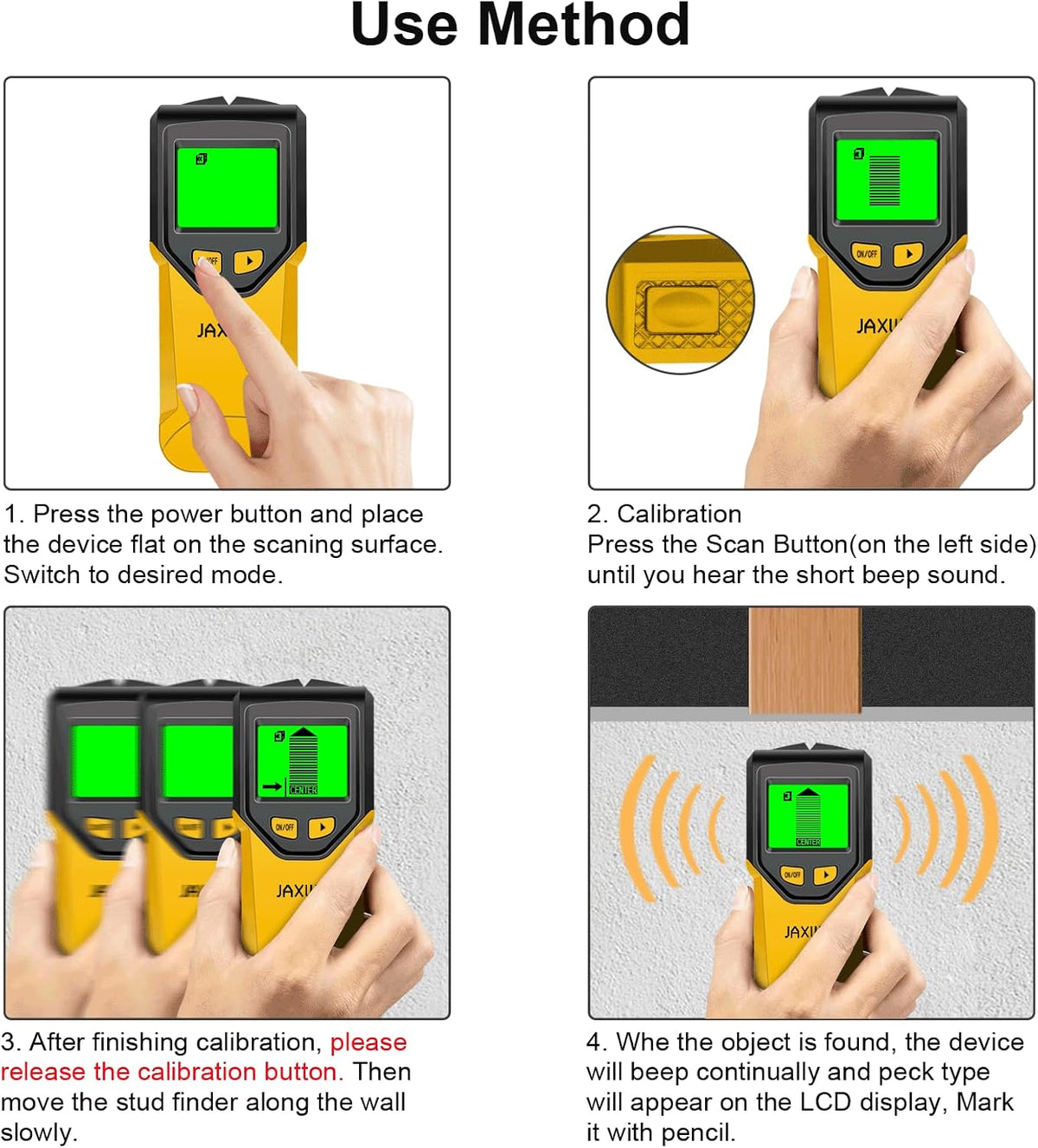 Stud Finder Wall Scanner - 5 in 1 Stud Finder Tool w/Microprocessor Chip and HD LCD Display, Stud Detector Beam Finders for the Center and Edge of