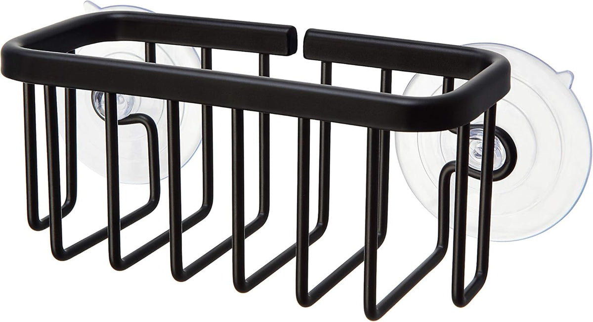 SunnyPoint NeverRust Kitchen & Bathroom Sink Caddy for Sponges, Scrubbers, Soap, 6" x 2.5" x 2.65", with Adhesive Mount - Additional Suction Cup