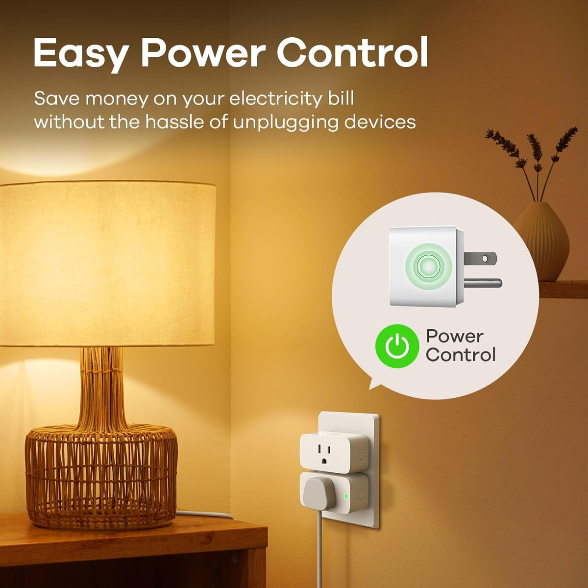 Linkind Matter Smart Plug, Work with Apple Home, Siri, Alexa, Google, SmartThings, Smart Home Smart Outlet Timer 15A/1800W, APP Remote Control