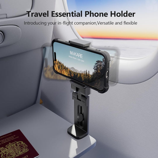 MiiKARE Airplane Travel Essentials Phone Holder, Universal Handsfree Phone Mount for Flying with 360 Degree Rotation, Accessory for Airplane, Travel