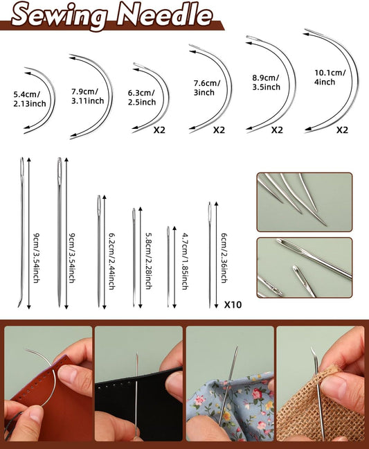 BAGERLA Heavy Duty Sewing Kit, Needle and Thread Kit with Upholstery Thread Needles Sewing Awl Seam Ripper for Car Seats Carpets Shoes Backpacks DIY