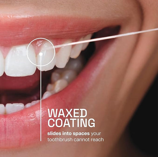 REACH Waxed Dental Floss, Mint, Plaque Remover for Teeth, Shred Resistant, Floss Slides Smoothly, Easy to Use, Waxed, Deep Cleaning Teeth, Oral Care