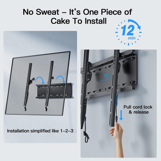 PERLESMITH Tilting TV Wall Mount Bracket Low Profile for Most 23-60 inch LED LCD OLED, Plasma Flat Screen TVs with VESA 400x400mm Weight up to