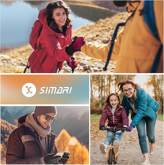 SIMARI Winter Gloves Women Men Ski Snow Gloves Liner Thermal Warm Touch Screen, Suit for Running, Cycling, Biking, Hiking, Driving, Walking, Typing