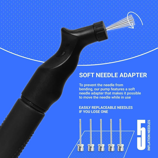 SPORTBIT Ball Pump for Sports Balls - Push & Pull Inflating System - Hand Pump for All Exercise Balls - Volleyball Pump, Basketball Inflator