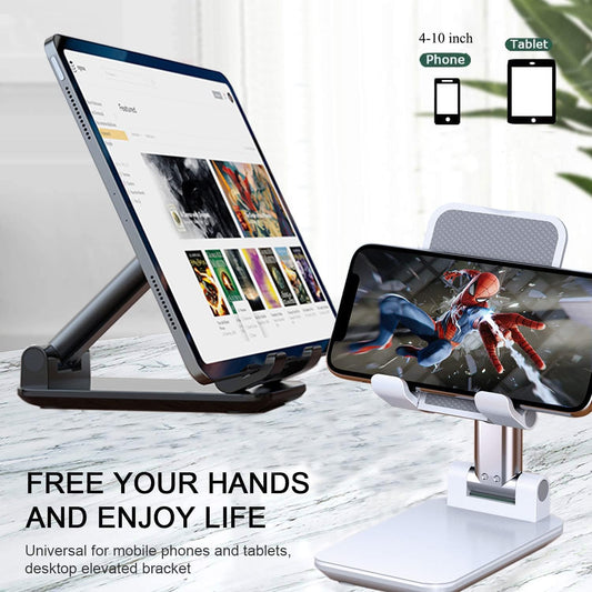 2 Pcs Cell Phone Stand, Adjustable Angle Height Phone Stand for Desk, Fully Foldable/Portable Phone Holder, Compatible for iPhone