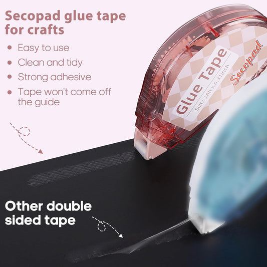 Scrapbook Tape, 4 Pack Double Sided Tape Roller for Crafts, Adhesive Glue Runner Scrapbooking Supplies Journaling School Office Teacher Supplies for