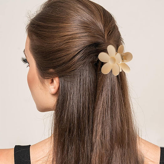 8PCS Hair Clips for Women, Flower Claw Clips for Thick Hair, Non-Slip Hair Accessories with Multi-Styles, Neutral Colors Hair Claw Clips and Variety