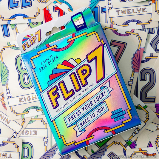 USAOPOLY Flip 7, The Ultimate Blend of Press Your Luck & Strategy, Fast-Paced Addictive Card Game,Quick to Learn & Easy to Teach,Perfect for Game