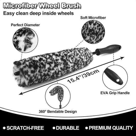 7Pcs Car Wheel Brush kit, Tire Brush, Wheel Cleaner Brush, Soft-bristled Rim Cleaner Brush, Tire Shine Applicator Pad, Car Detailing Brushes, Wheel