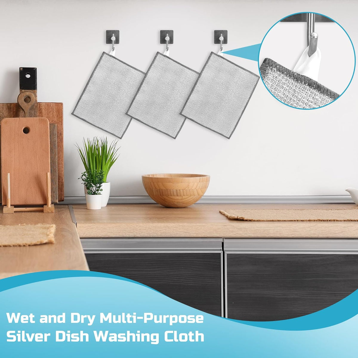 Forggon12 Pcs New Upgrade 3-Layer Metal Dish Cloth, No Scratches and No Odor, Multipurpose Wire Dishwashing Rag for Wet and Dry, Kitchen Cleaning