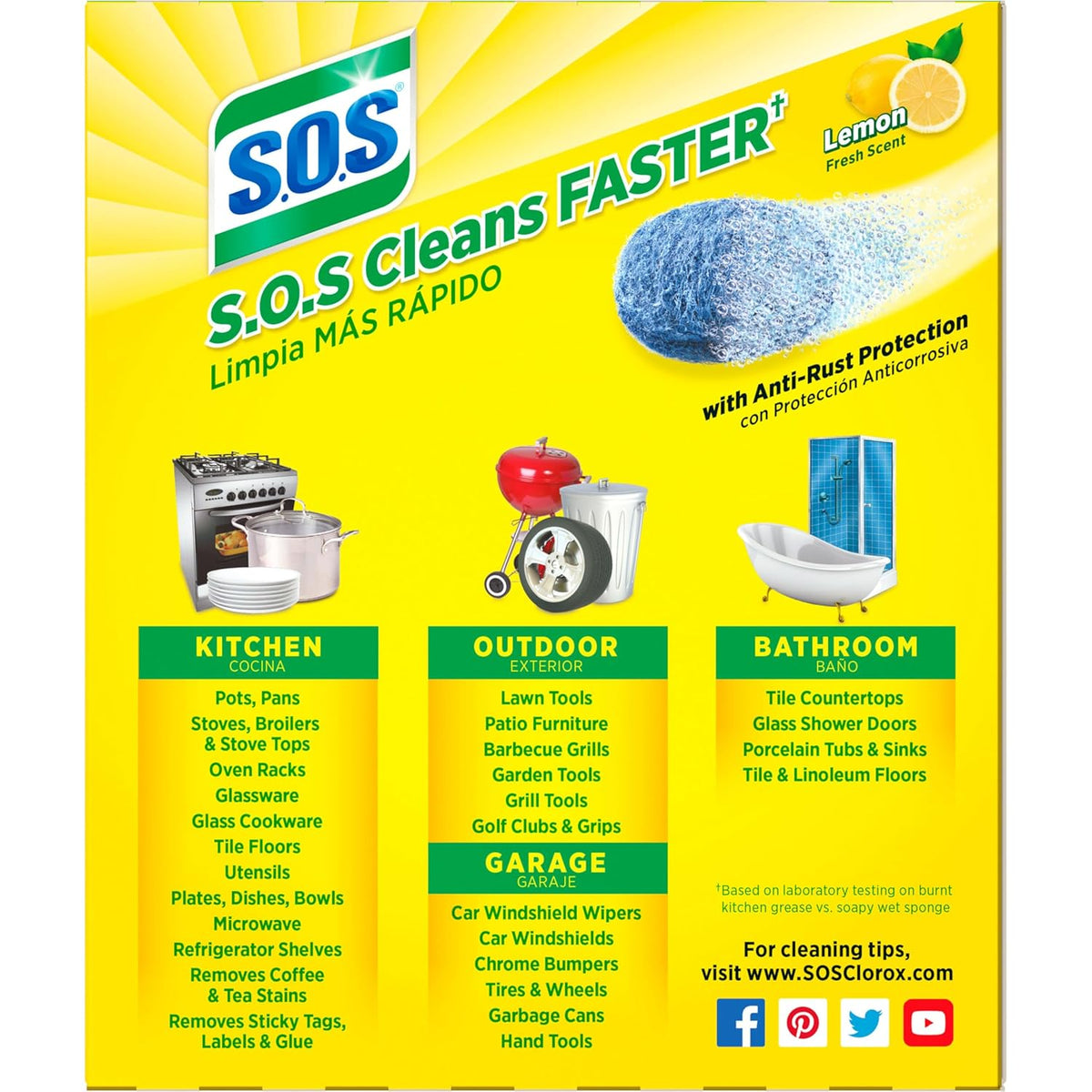 S.O.S Steel Wool Soap Pads, Lemon Fresh, 10 Count