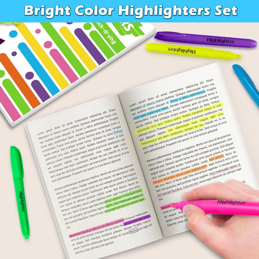 V-Opitos 30 Pack Highlighters in 6 Assorted Colors, No Bleed, Bright With Soft Chisel Tips, Ideal for Office and School Supplies