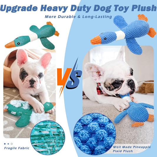 Vitscan Upgraded Goose Indestructible Dog Toys for Aggressive Chewers Small Medium Large Breed, Crinkle Squeaky Plush Dog Puppy Chew Toys