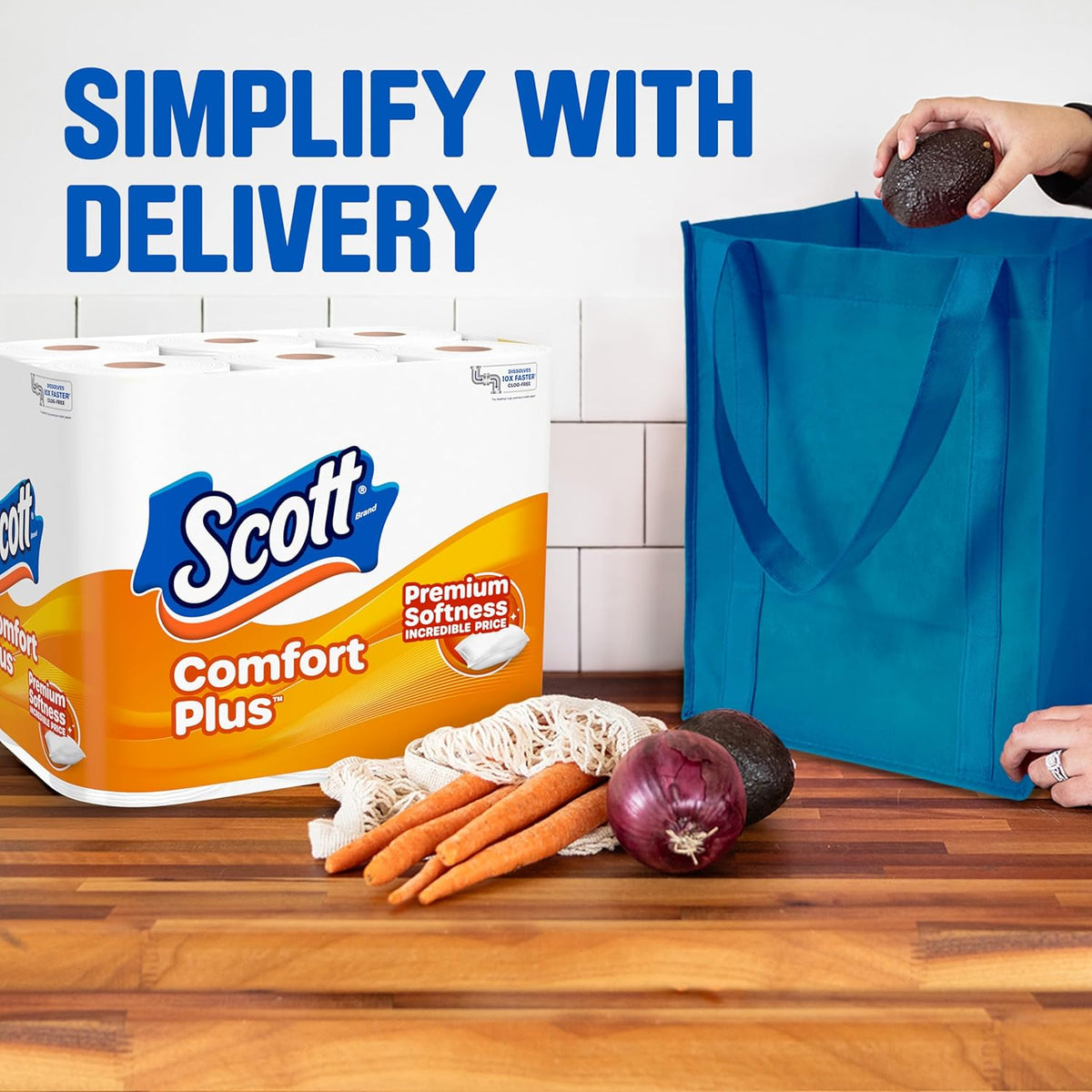 Scott ComfortPlus Toilet Paper, 12 Double Rolls, 231 Sheets per Roll, Septic-Safe, 1-Ply Toilet Tissue