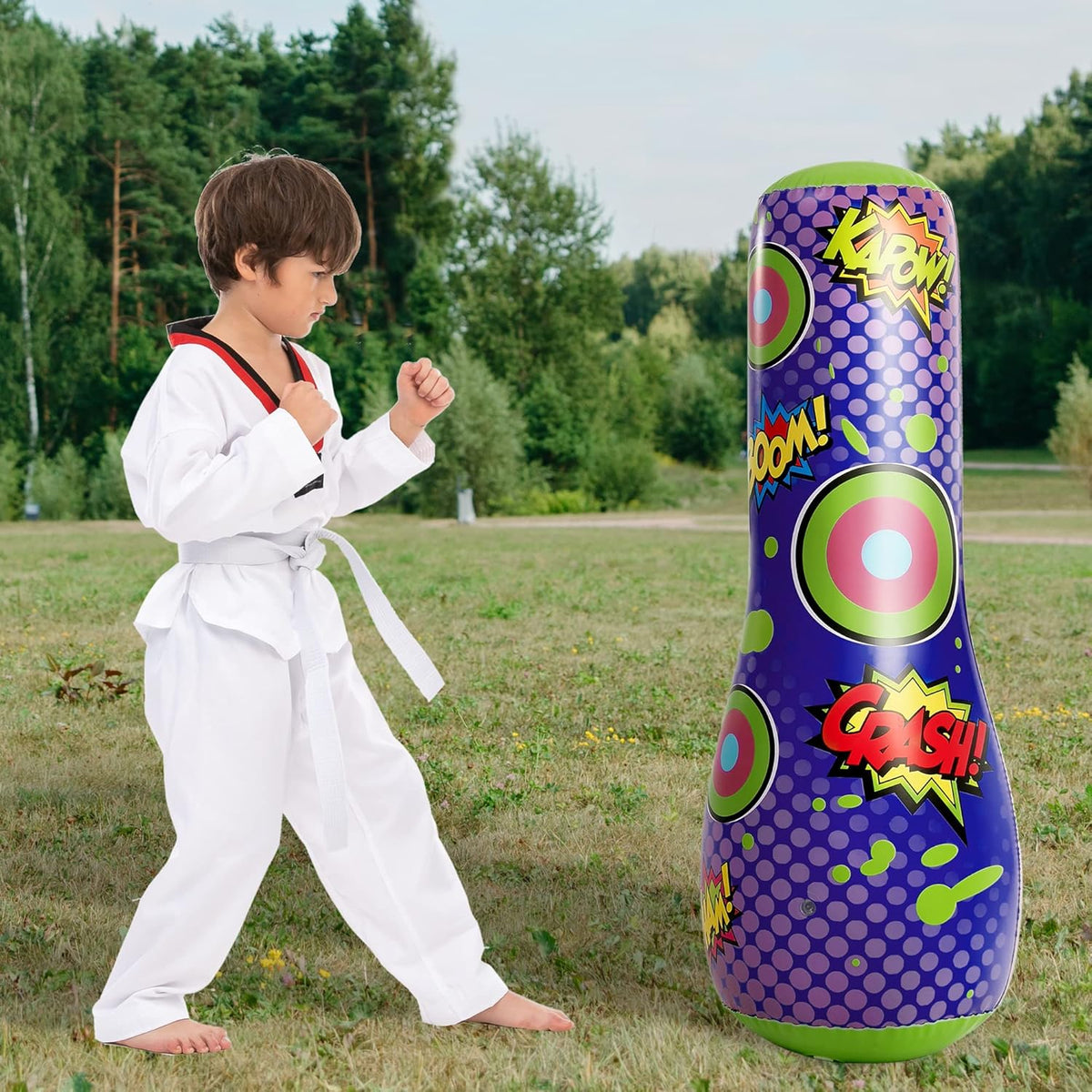2 Pack Inflatable Bopper, 47 Inches Kids Punching Bag with Bounce-Back Action, Inflatable Punching Bag for Kids Presents