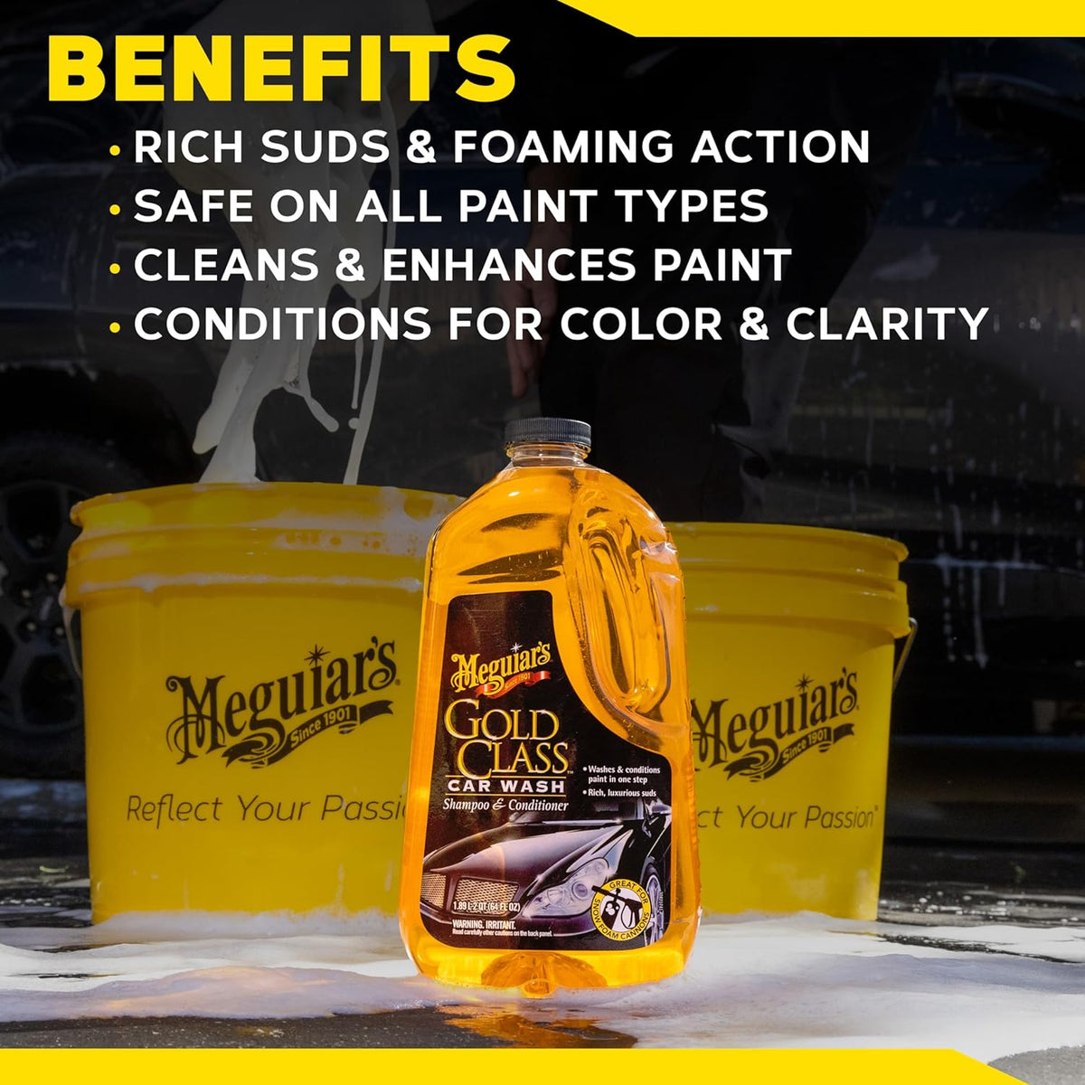 Meguiar's Gold Class Car Wash - Get Professional Results in a Foam Cannon or as a Bucket Wash - Get a Clean and Glossy Finish That's Safe for All
