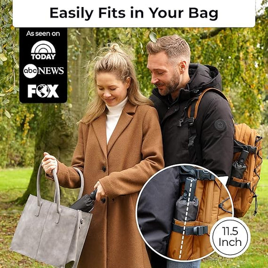 TUMELLA Strongest Windproof Travel Umbrella (Compact, Superior & Beautiful), Small Strong but Light Portable and Automatic Folding Rain Umbrella