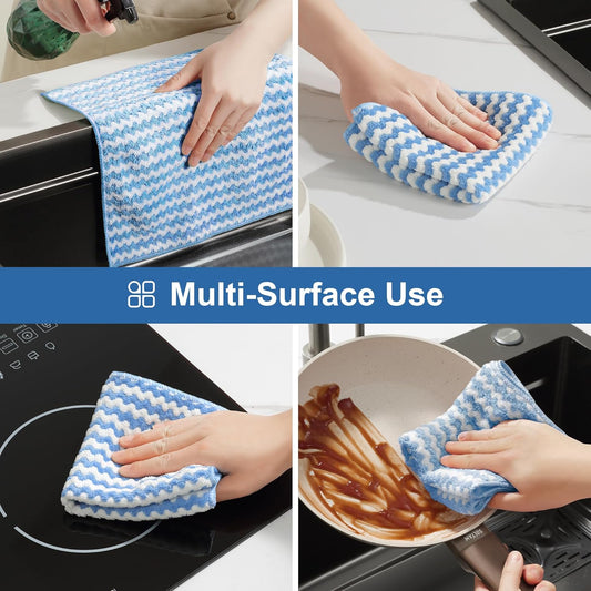JOYMOOP 18 Pack Microfiber Cleaning Cloth, Kitchen Towels for Dish Drying Washing, Absorbent Streak Free Lint Free Rags for Cleaning, Reusable and