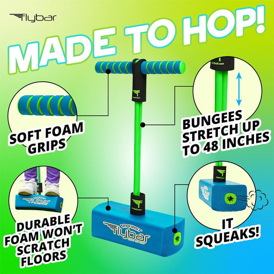 Flybar My First Foam Pogo Jumper for Kids Fun and Safe Pogo Stick for Toddlers, Durable Foam and Bungee Jumper for Ages 3 and up, Supports up to