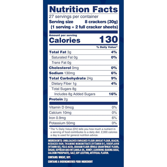 HONEY MAID Graham Crackers, Lunch Snacks, Party Size, 28.8 oz