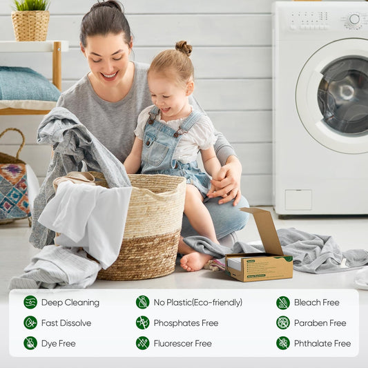 Travel Laundry Detergent Sheets Fisroa 300 Loads Eco-friendly Washing Detergent Sheets Plastic-Free Washer Sheets, Fresh Linen Scent Liquidless