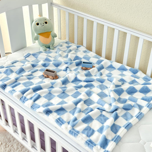 Yurhap Checkered Baby Blanket Fleece Baby Blankets for Boys, Ultra Soft Cozy Fluffy Infant Toddler Newborn Receiving Blankets for Crib Stroller