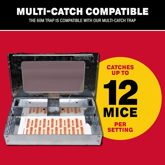 Catchmaster Pro Strength Mouse & Insect Glue Boards 60pk Traps Indoor for Home, Adhesive Bug Catcher, Rat & Rodent Sticky Trap, Non Toxic Bulk