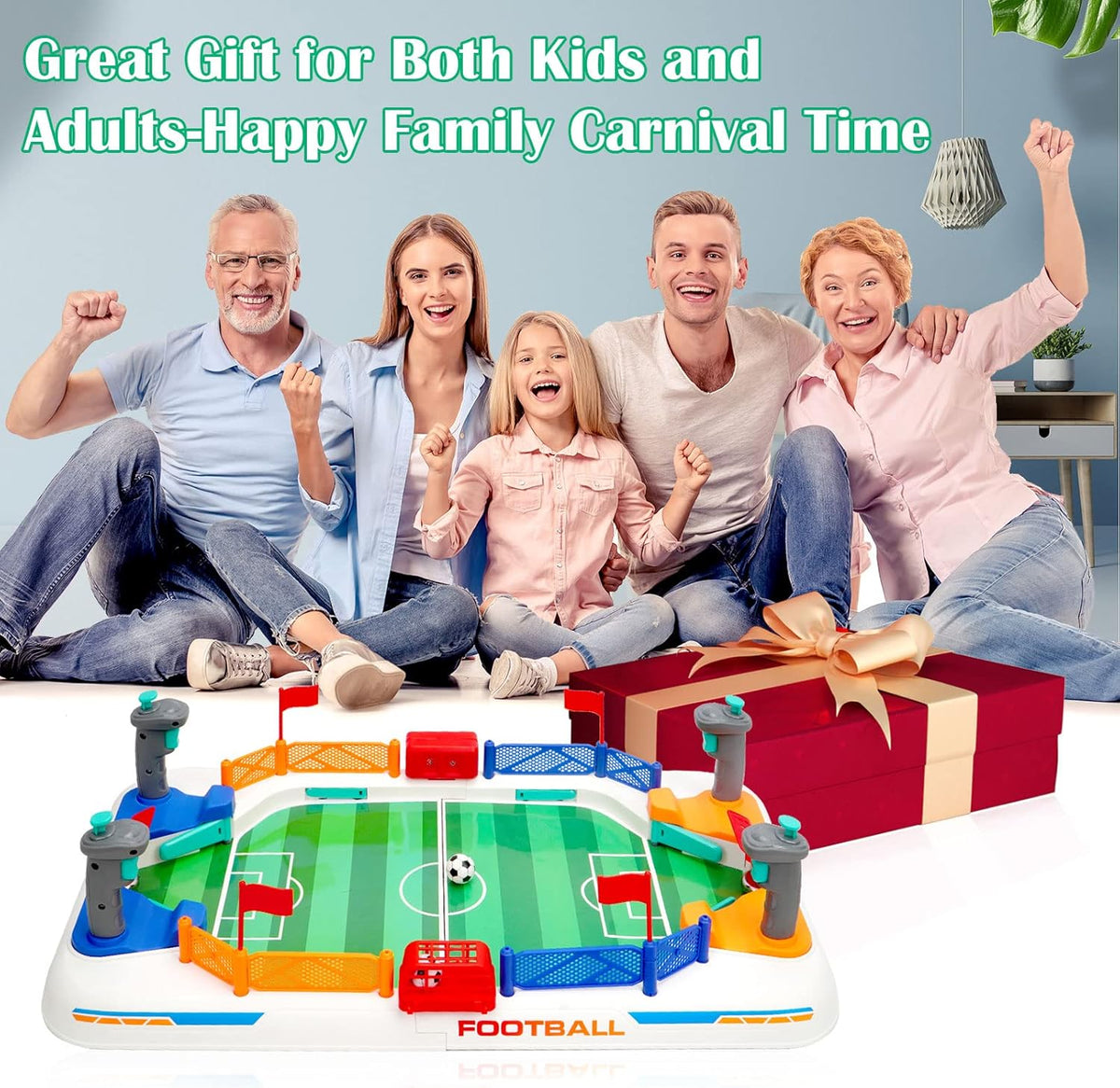 COUOMOXA Soccer Board Game for Kids: Mini Foosball Table Game - Interaction Soccer Toys for 3 4 5 6 7 8-12 Year Old Indoor Family Playroom Party