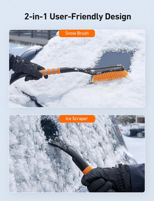 AstroAI 2 Pack 27" Snow Brush and Ice Scrapers for Car Windshield, Detachable Snow Scrapers with Ergonomic Foam Grip for Cars, Trucks, SUVs (Heavy