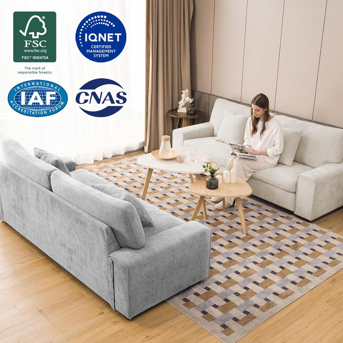 DOPEDIO Modern Loveseat Sofa for Living Room,Chenille Recliner, Removable Cover, Spring Cushions, Solid Wood Frame, Easy Assembly for Small Spaces