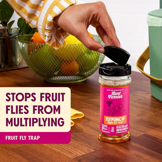 Aunt Fannie's FlyPunch Fruit Fly Trap for Indoor and Kitchen Use, Ready to Use, Made with Plant Based Ingredients, Safe Near Food, Each Bottle Lasts