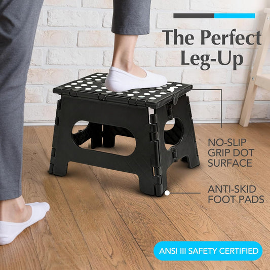 Handy Laundry Folding Step Stool - Sturdy Enough Collapsible Stool to Support Adults and Safe Enough for Kids - Opens Easy with One Flip - Great for